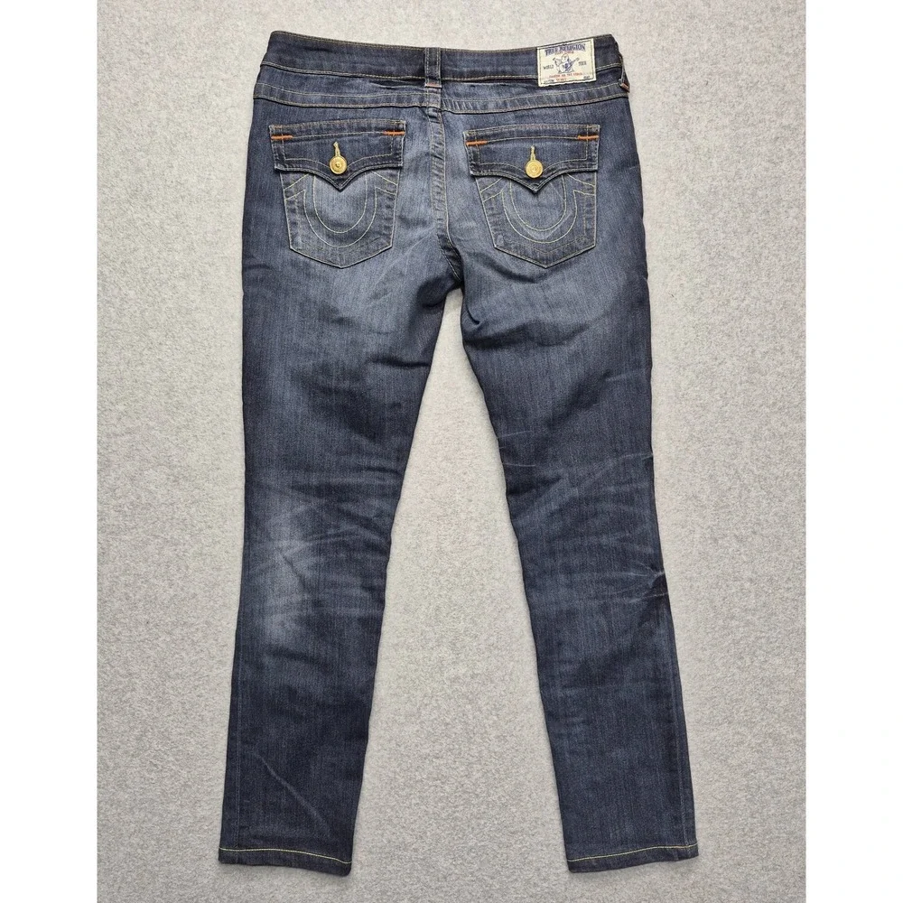 True Religion Jeans Womens 32x30 Blue Flap Pocket Stretch Vintage Skinny